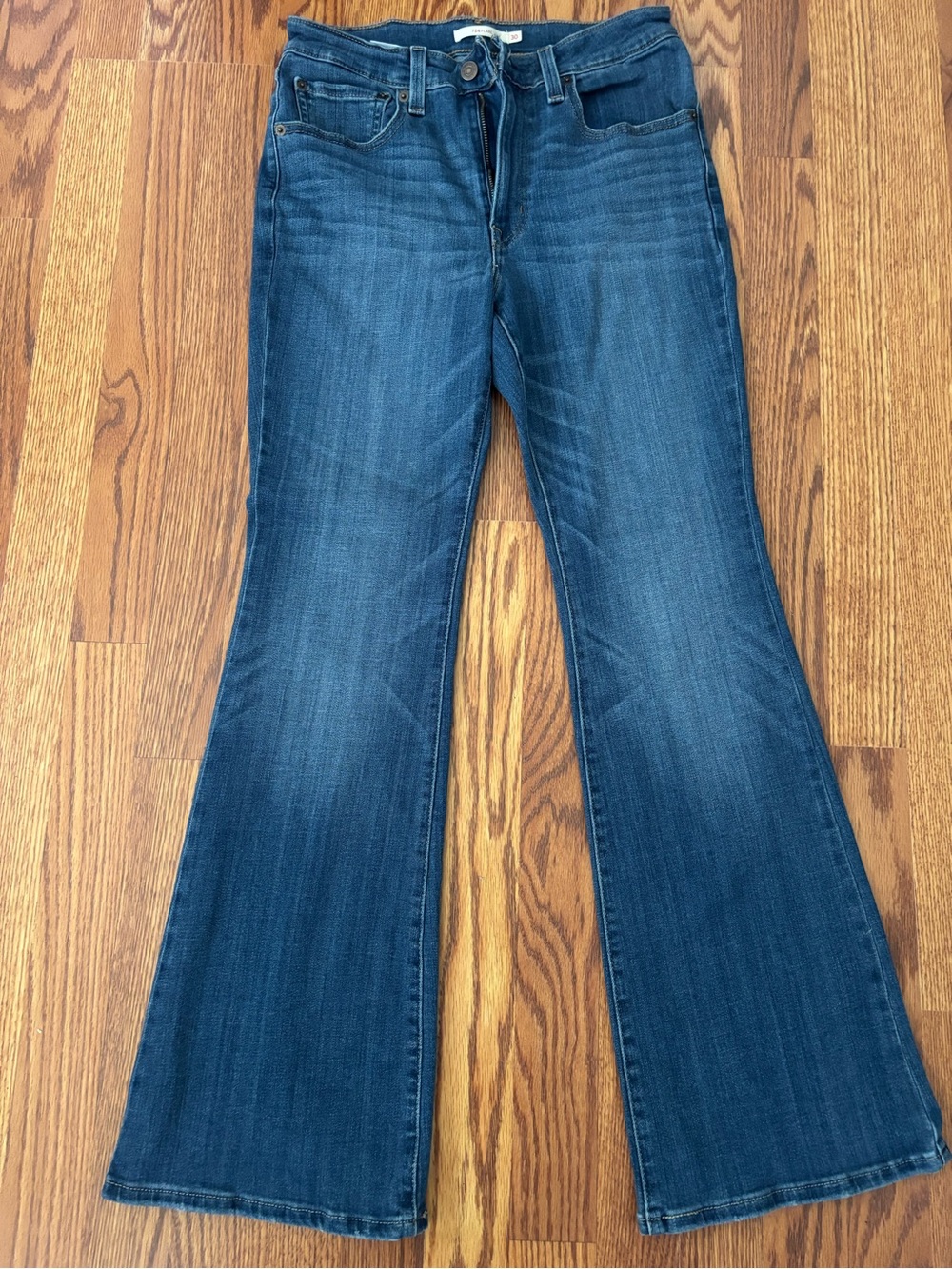 Levi's 726 High Rise Flare Jeans in Medium Wash Blue